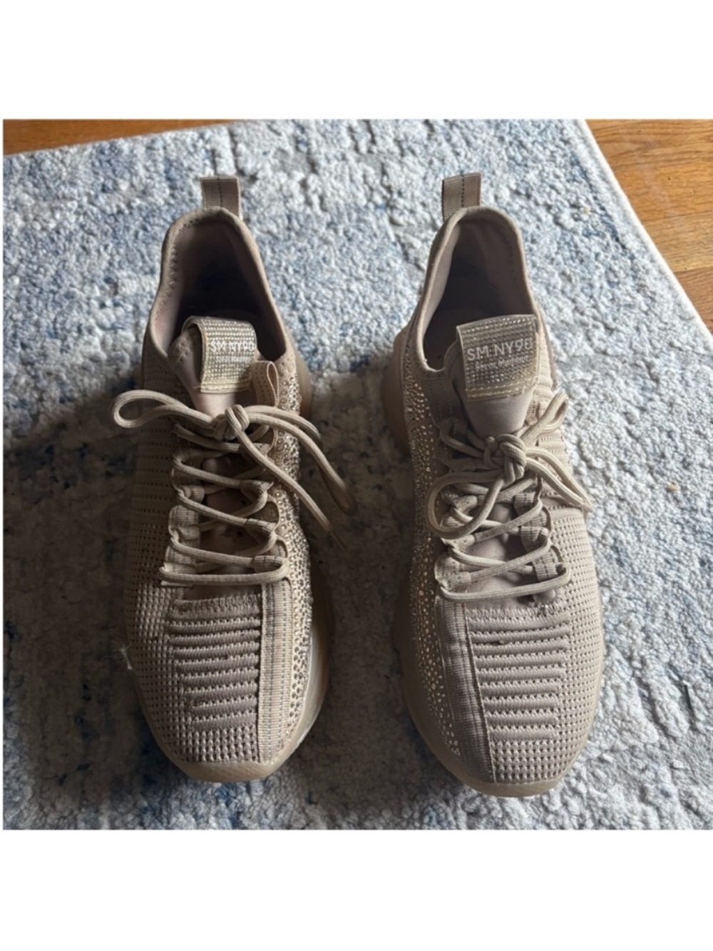 NWOT Steve Madden Beige Knit Lace-Up Sneakers - Picture 9 of 10